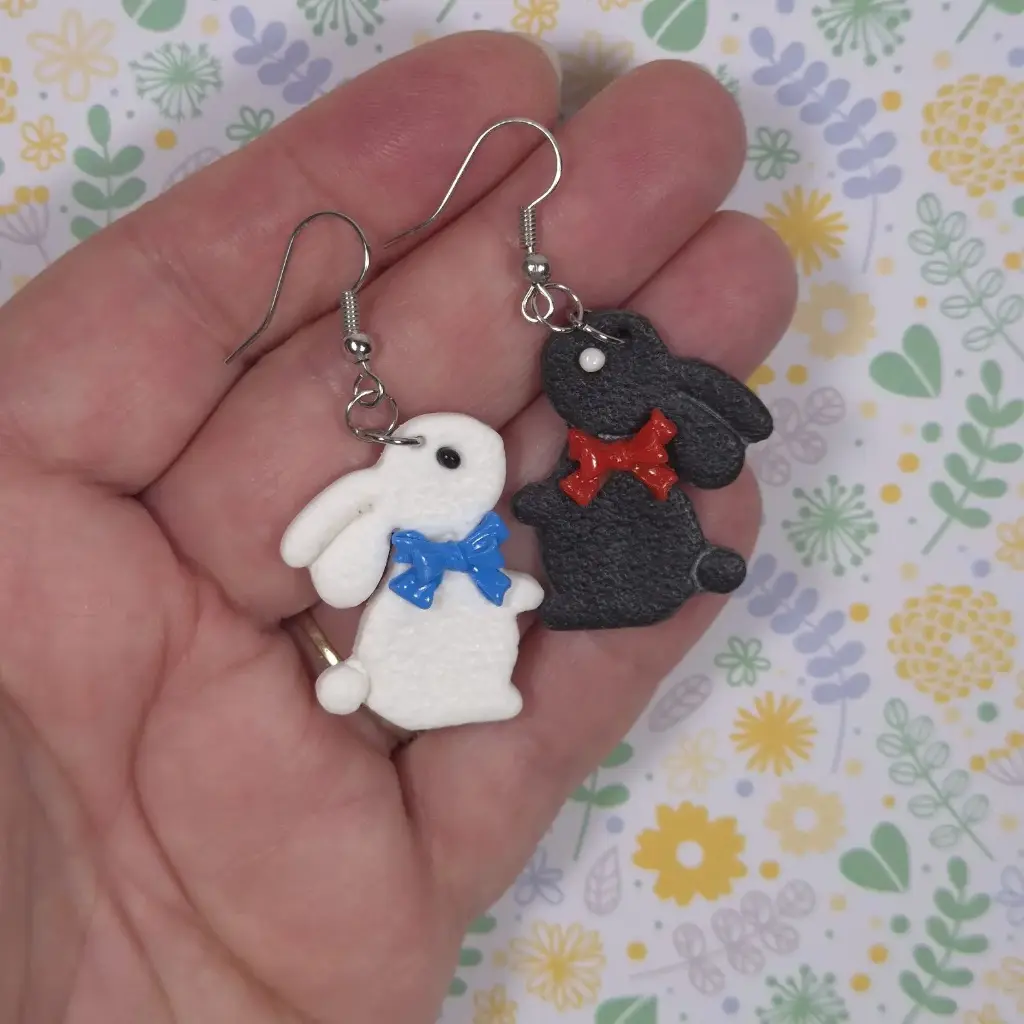 Boucles d'oreilles Lapins Noir et Blanc (Aucun, Aucun)