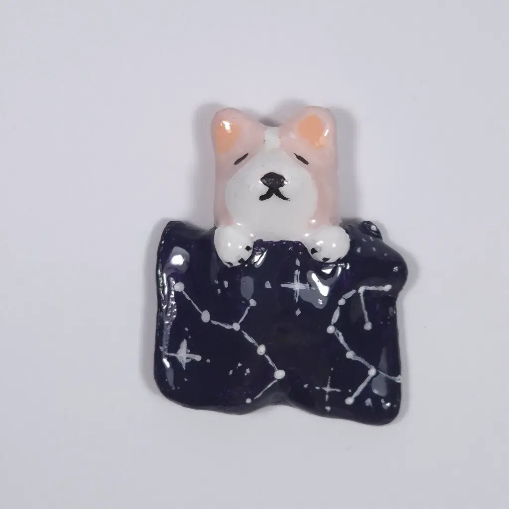 Magnet Corgi Sous Sa Couverture (Fleur)