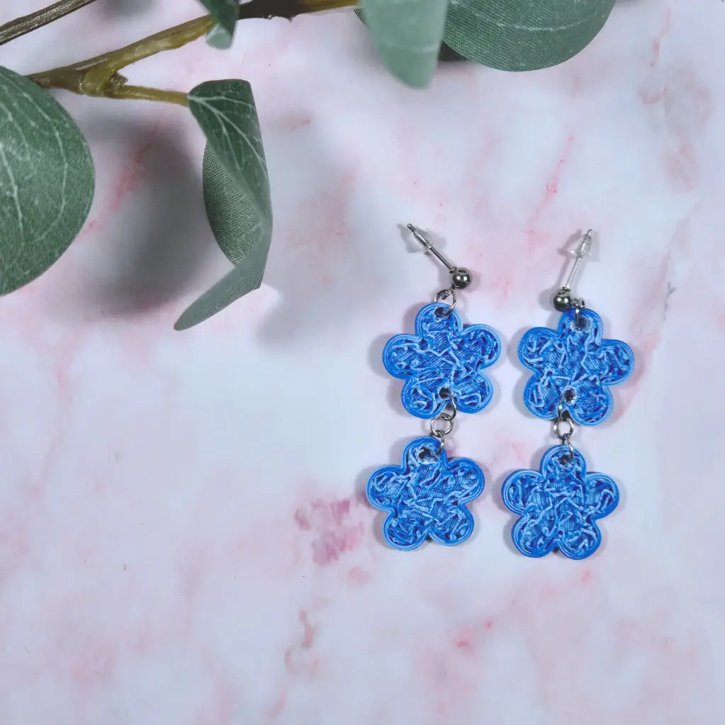 Puces d'Oreilles 2 Fleurs Imprimées en 3D