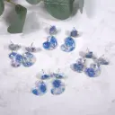Puces d'Oreilles Cœur Imprimées de Fleurs Bleues