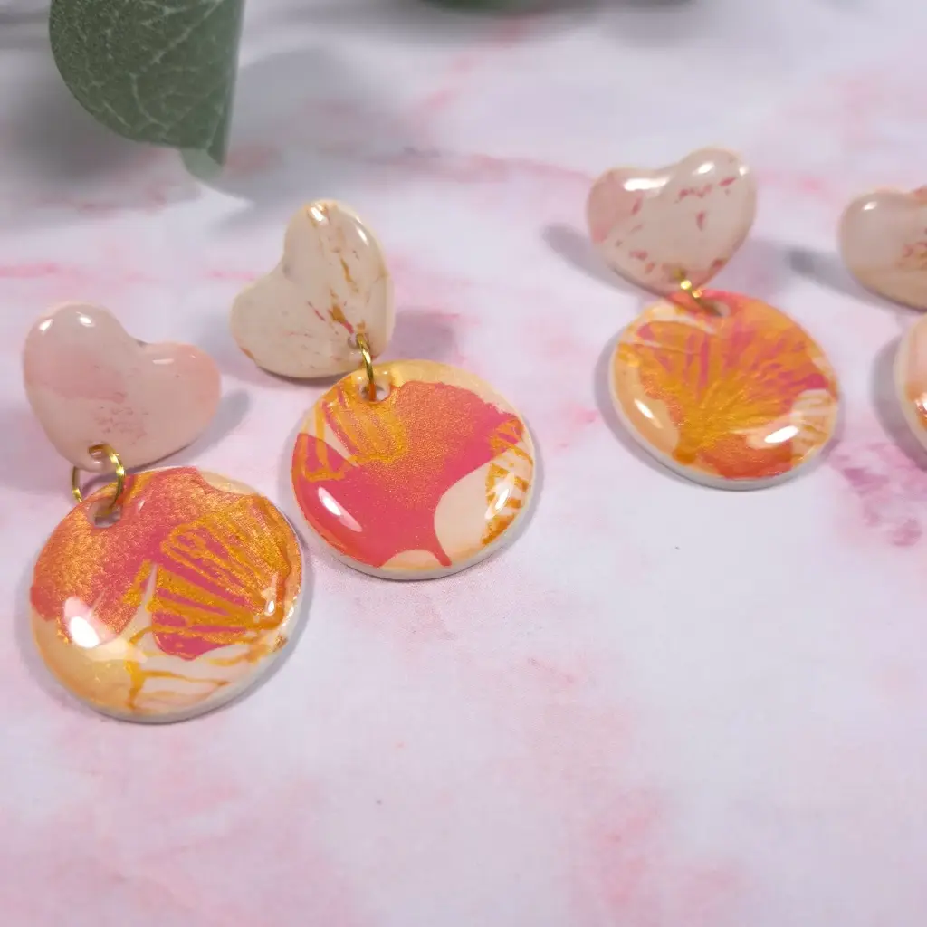 Puces d'Oreilles Feuilles de Ginkgo Chatoyantes Rondes (1)