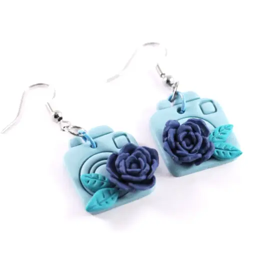 Boucles d'Oreilles NINA Appareil Photo Rose