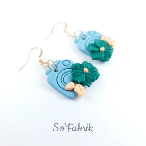 Boucles d'Oreilles NINA Appareil Photo Frangipanier